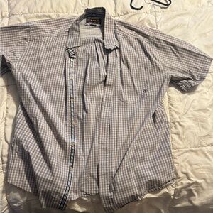 Ariat Men's Tan and White Checkered Button Down Shirt
